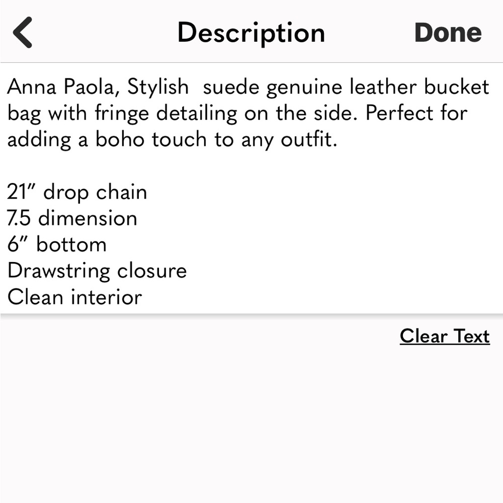 Anna Paola suede , genuine leather fringe bucket bag - Picture 12 of 13